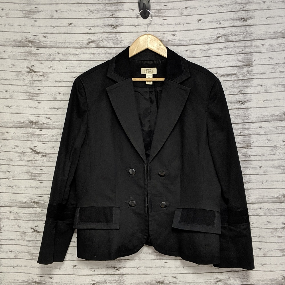 🦋Ann Taylor LOFT military style Blazer Sz:14 blac